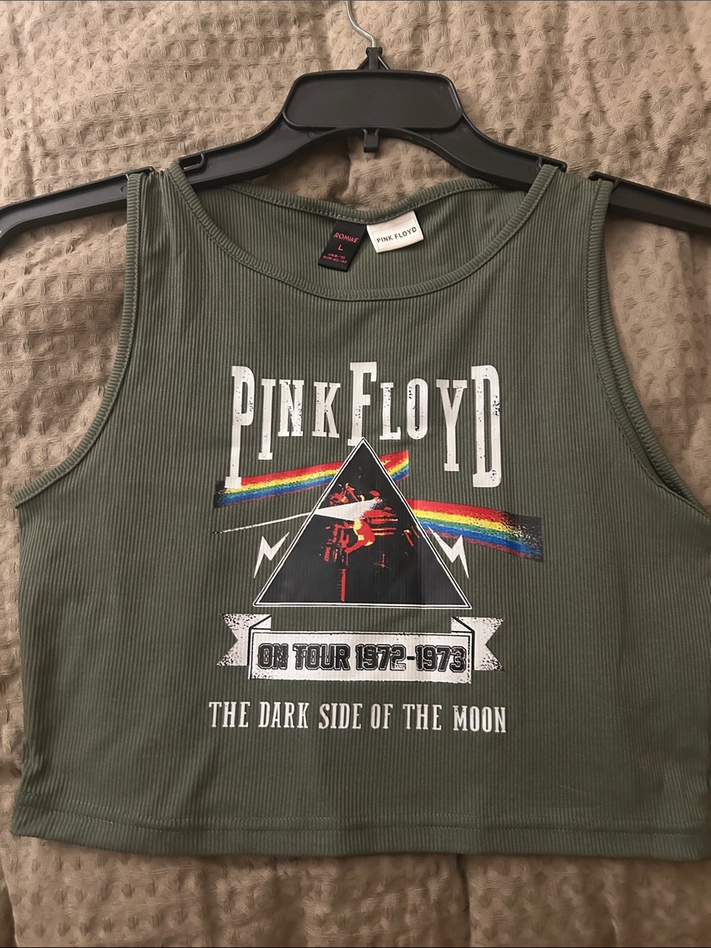 Pink Floyd Olive Ribbed cropped top - Picture 2 of 4